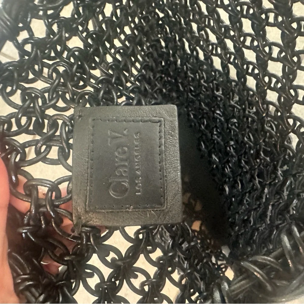Clare v Elegant Black Woven leather georgette Bag - Picture 5 of 6